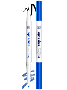 Подводка для глаз черная и карандаш с шиммером 2в1 / 02 Blue sapphire, B.COLOUR PROFESSIONAL CAPSULE