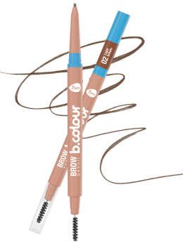 Карандаш для бровей коричневый автоматический + щеточка 2в1 / 02 LIGHT BROWN