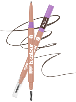 Карандаш для бровей коричневый автоматический + щеточка 2в1 / 03 DARK CHOCOLATE
