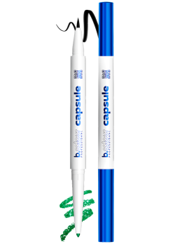 Подводка для глаз черная и карандаш с шиммером 2в1 / 03 Emerald, B.COLOUR PROFESSIONAL CAPSULE